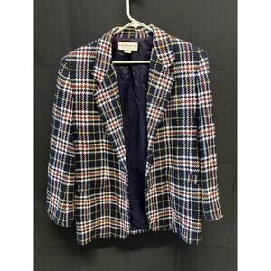 Vintage 90s Liz Claiborne Plaid Blazer Size 10